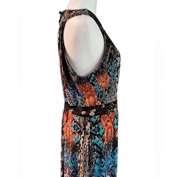Maxi Dress with beaded waist,  peek-a-boo button back, sleeveless, New! Sz Lg - Picture 10 of 13